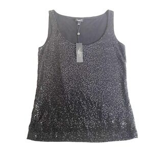NWT Talbots Black Sequin Tank Top Small Holiday Sparkle New Year's Eve